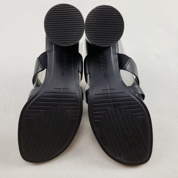 Ecco Shape Block Sandal 65 Womens 9-9.5 EU 40 Black Leather Open Toe Heel Shoe - Picture 10 of 12